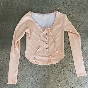 We The Free Women’s Light Pink Tie Front Top S